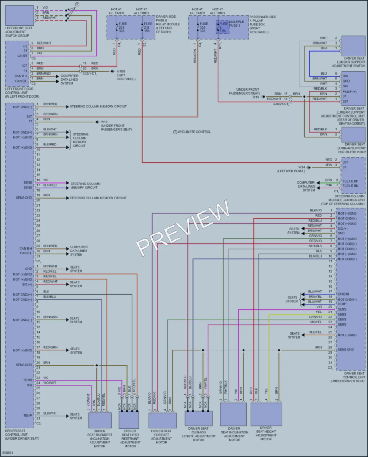 2022 MercedesBenz CLS450 Memory Systems wiring diagram preview