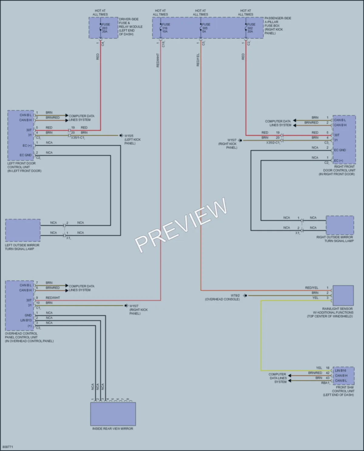 2022 MercedesBenz CLS450 Power Mirrors wiring diagram preview