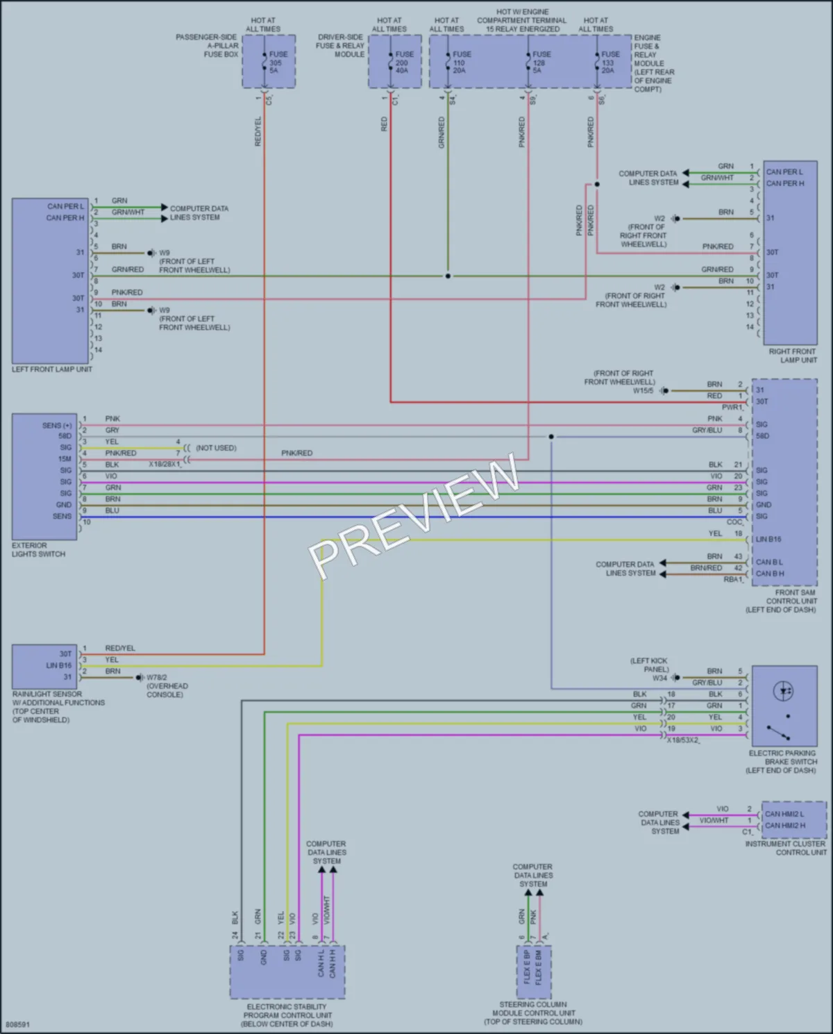 2022 MercedesBenz E350 Headlights wiring diagram preview