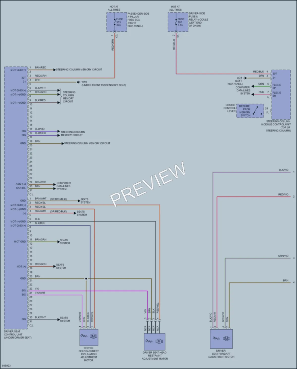 2022 MercedesBenz E350 Memory Systems wiring diagram preview