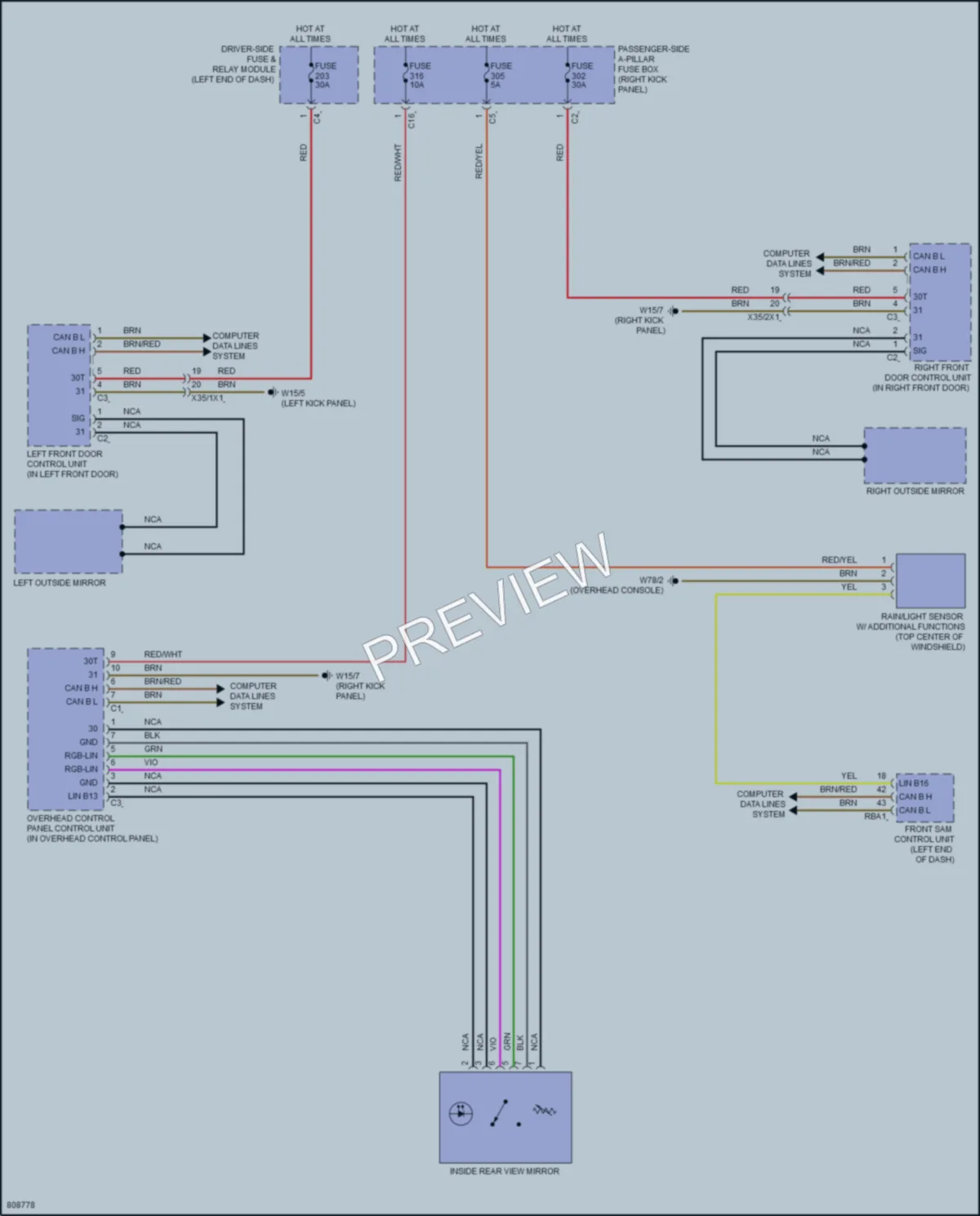 2022 MercedesBenz E350 Power Mirrors wiring diagram preview