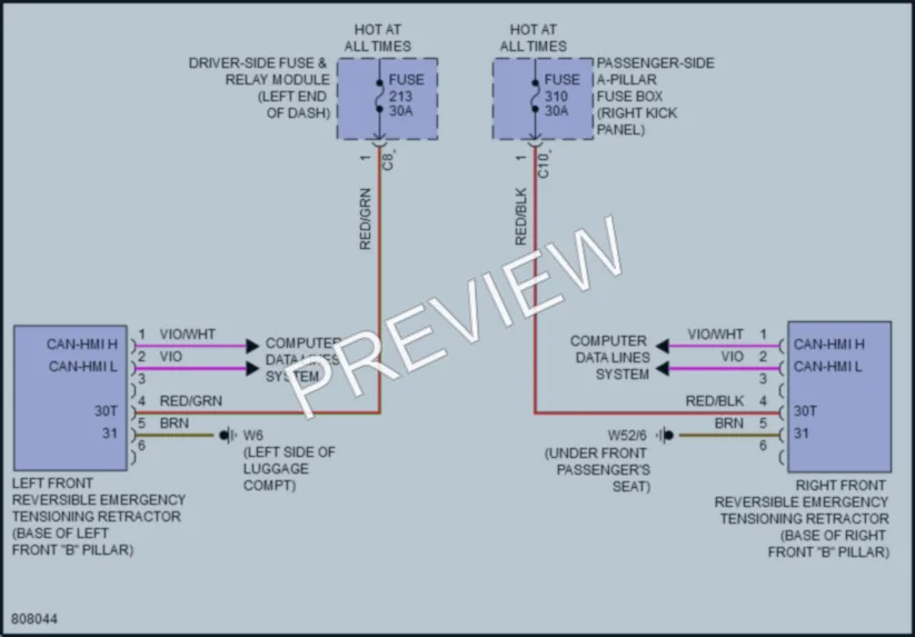 2022 MercedesBenz E350 Supplemental Restraints wiring diagram preview