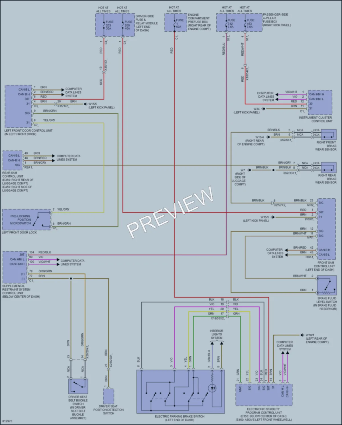2022 MercedesBenz E350 Warning Systems wiring diagram preview
