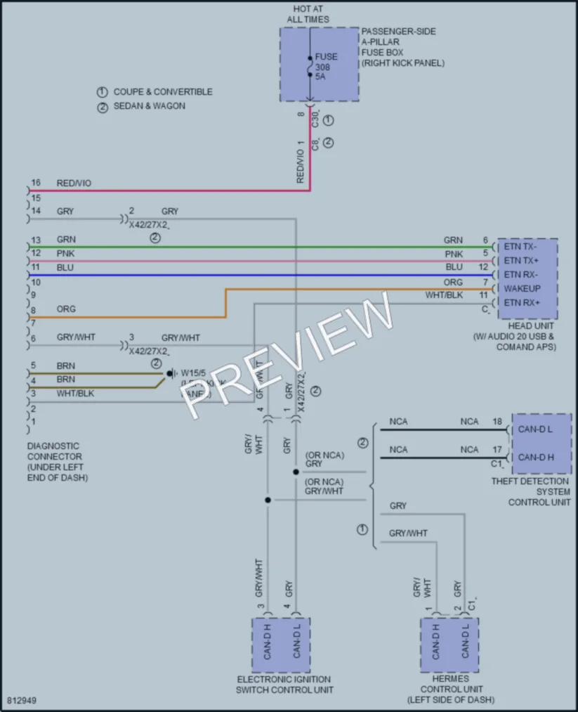 2022 MercedesBenz E450 Computer Data Lines wiring diagram preview