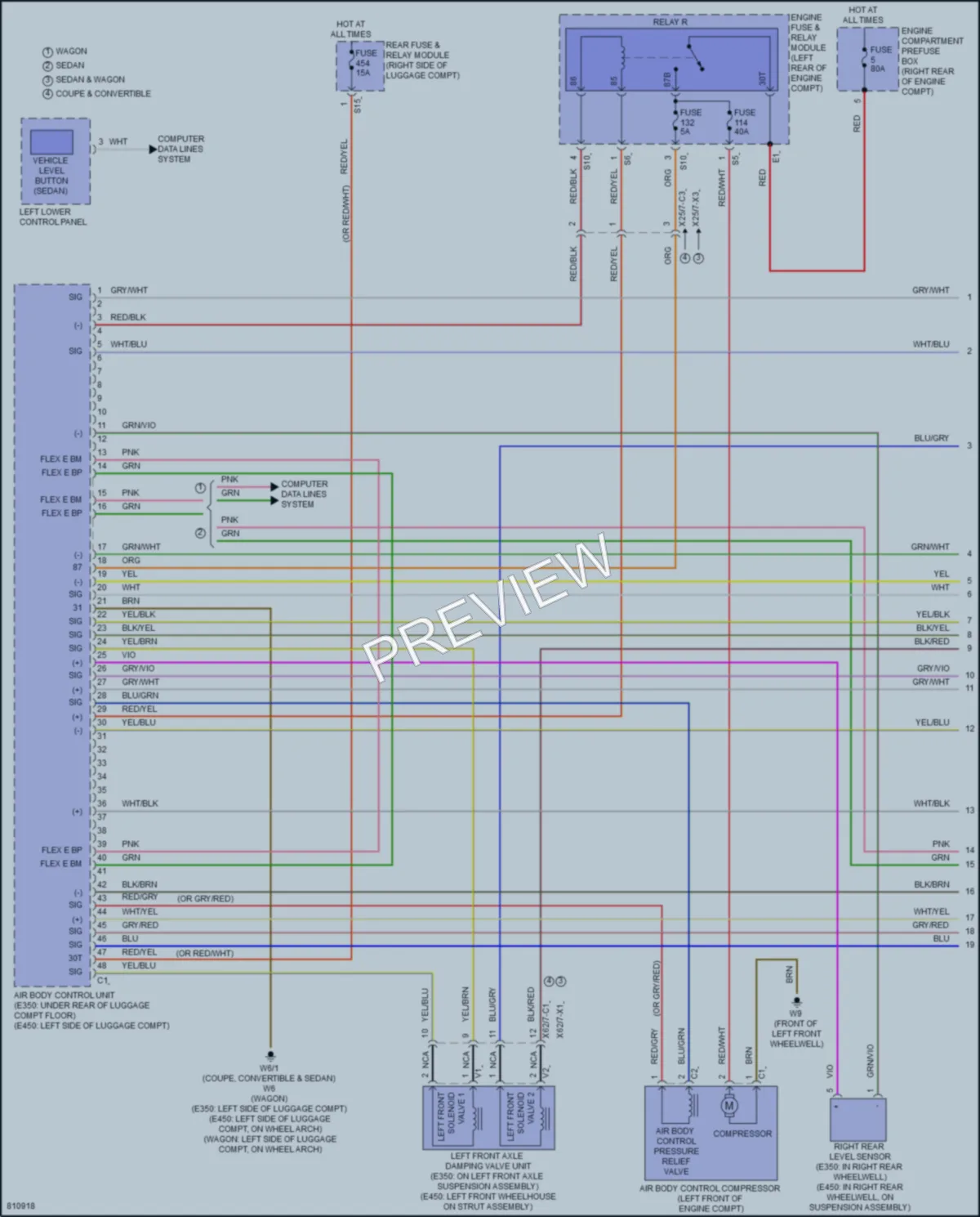 2022 MercedesBenz E450 Electronic Suspension wiring diagram preview