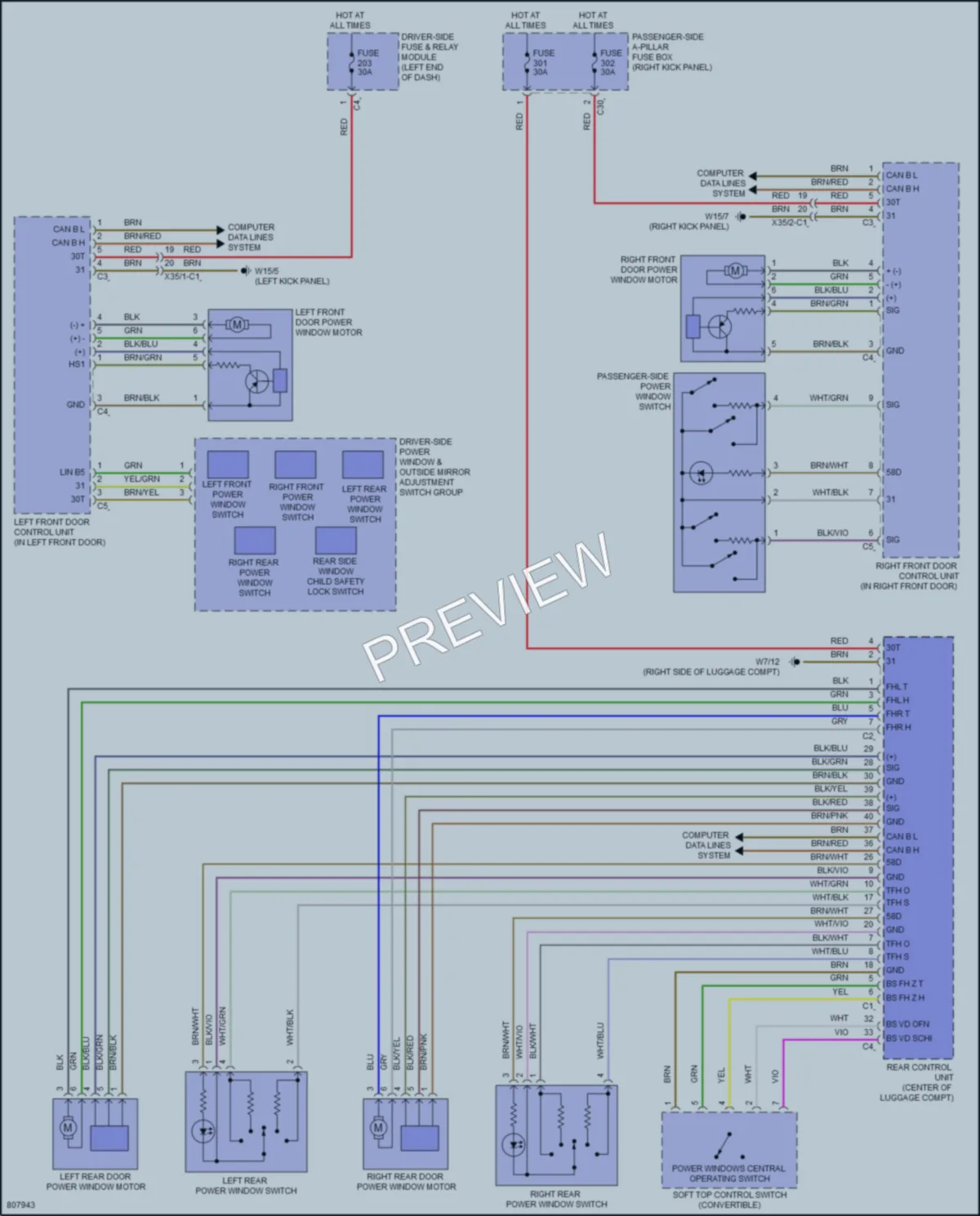 2022 MercedesBenz E450 Power Windows wiring diagram preview