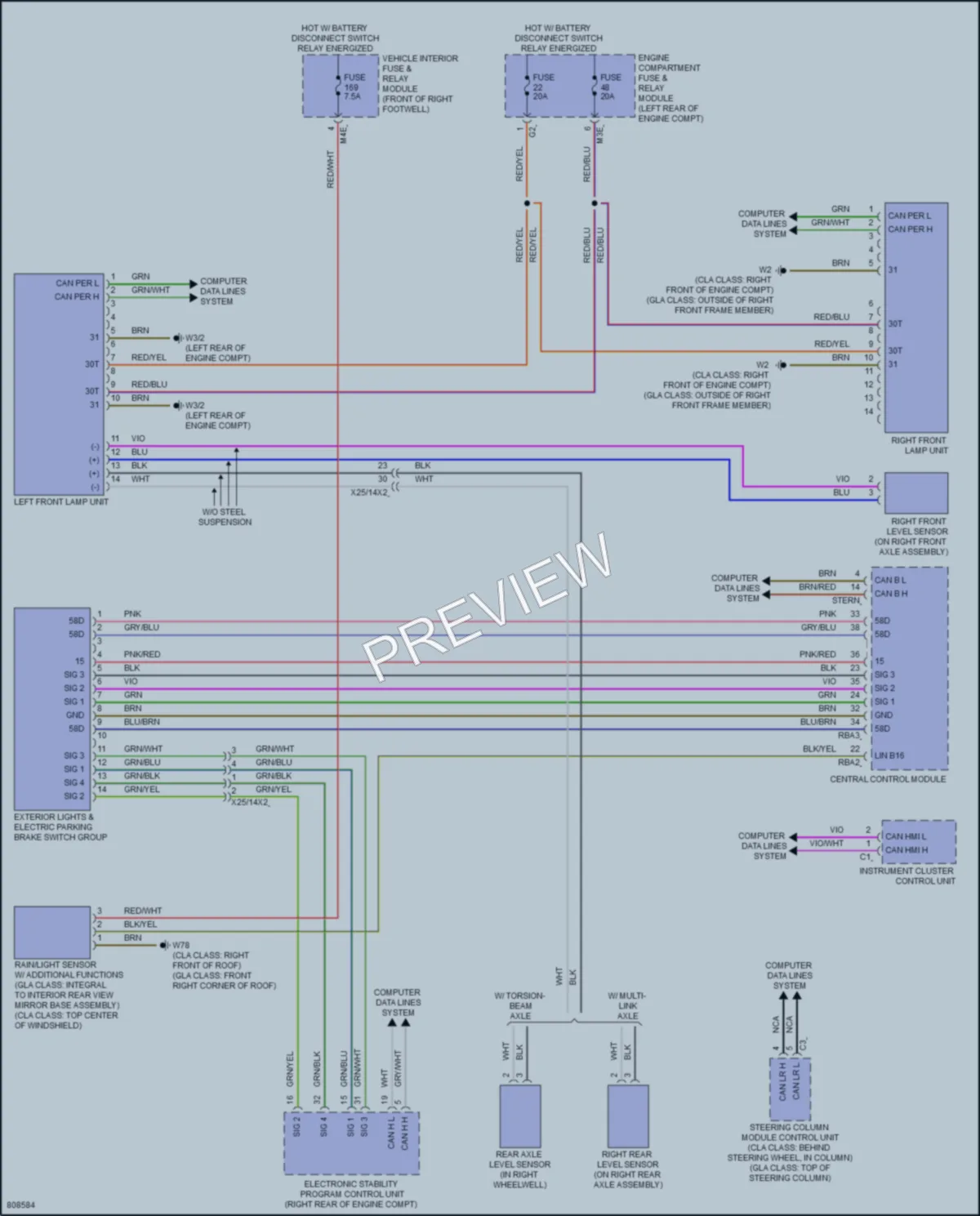 2022 MercedesBenz GLA250 Headlights wiring diagram preview