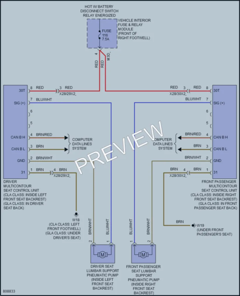 2022 MercedesBenz GLA250 Power Seats wiring diagram preview