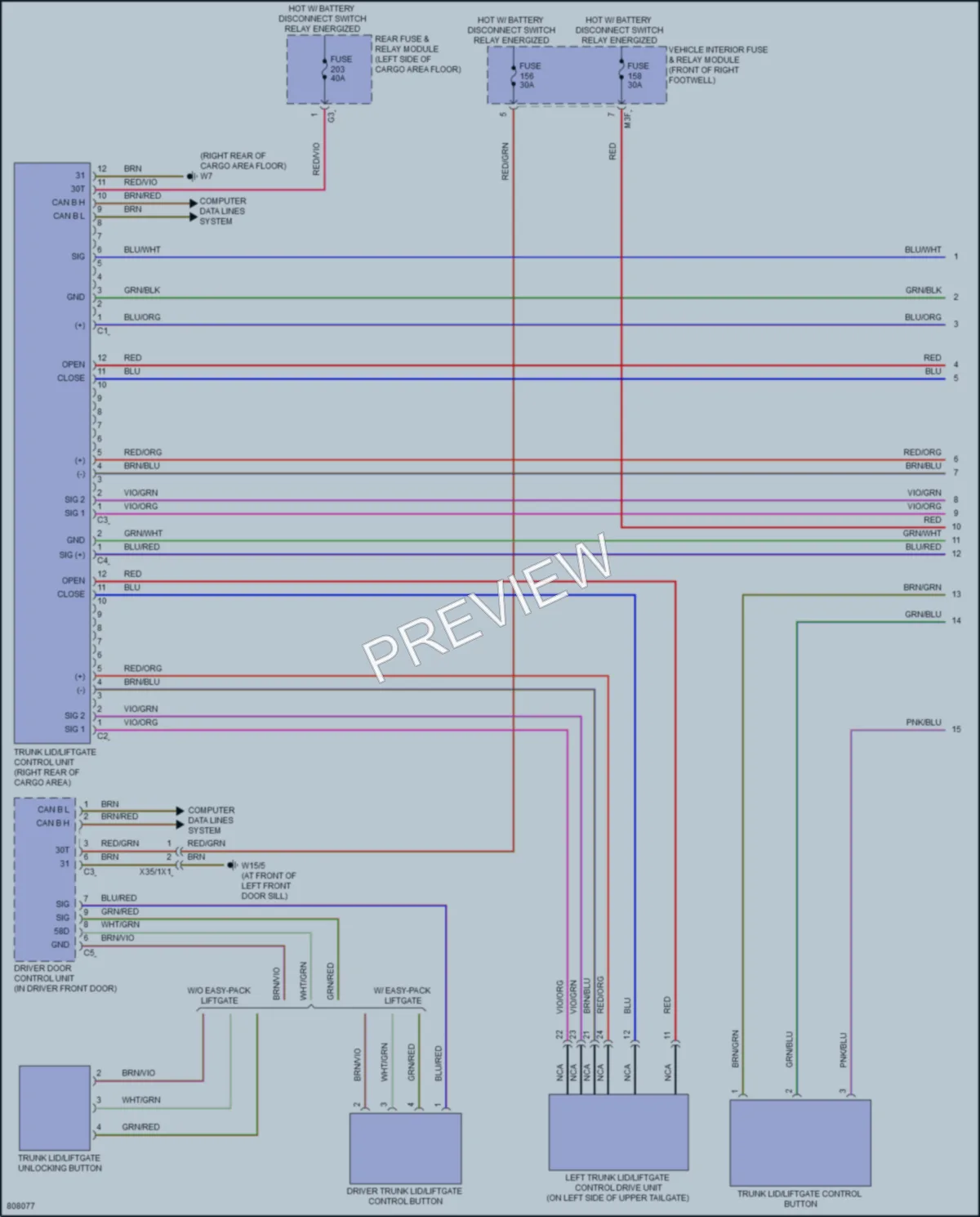 2022 MercedesBenz GLA250 Trunk Tailgate Fuel Door wiring diagram preview