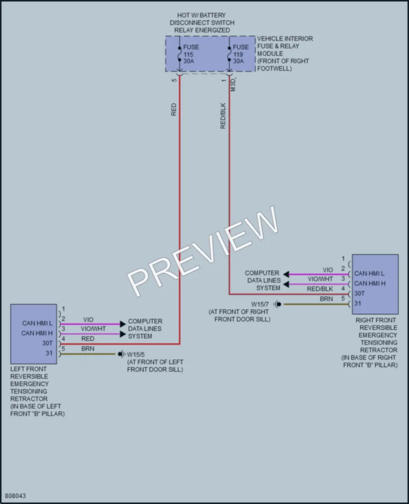 2022 MercedesBenz GLB250 Supplemental Restraints wiring diagram preview