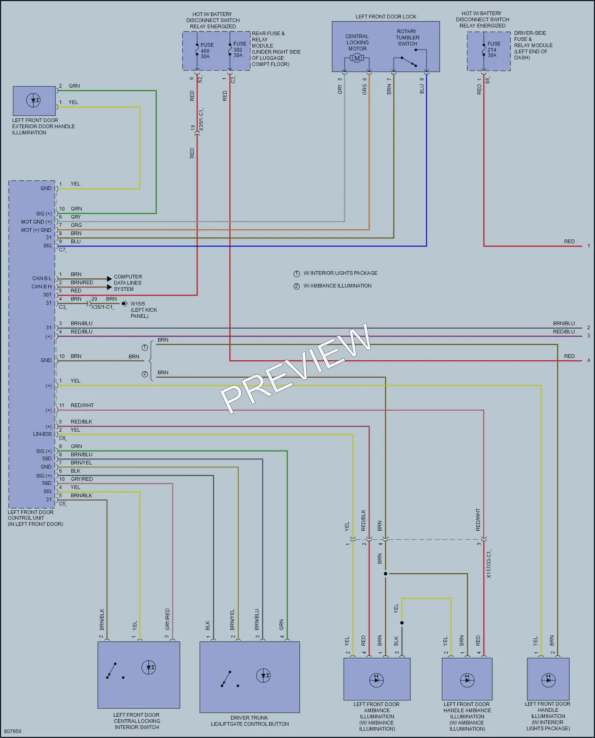 2022 MercedesBenz GLC300 Power Door Locks wiring diagram preview