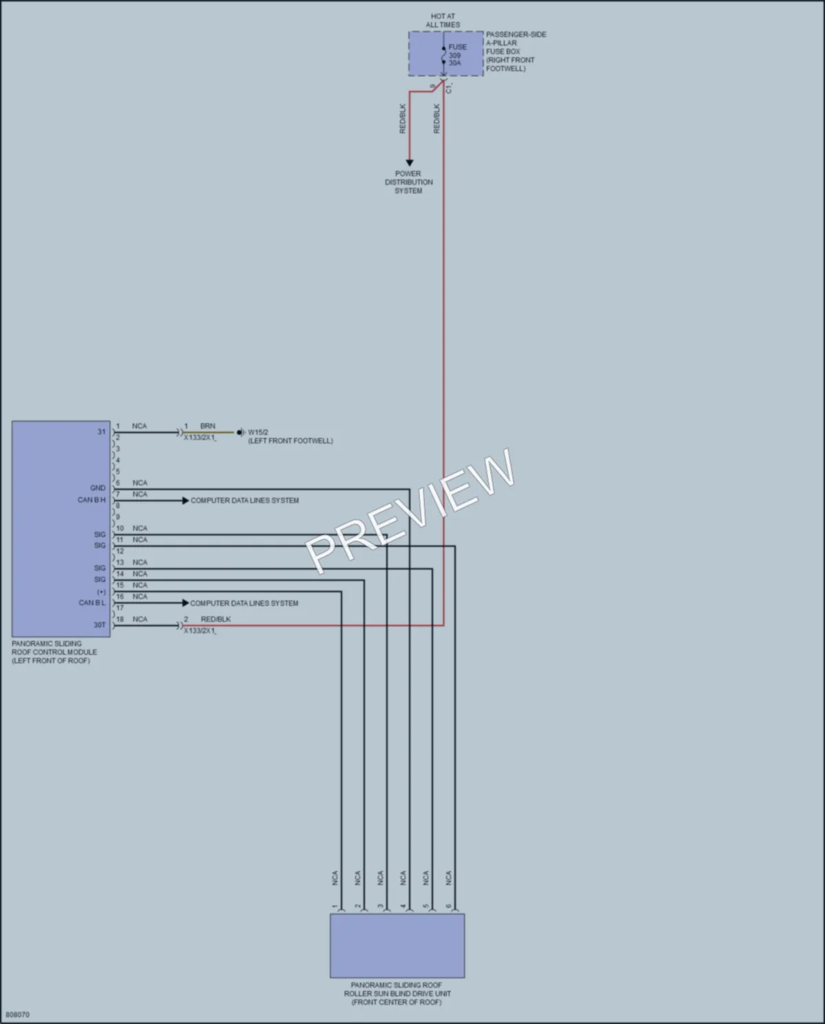 2022 MercedesBenz GLS580 Power Top Sunroof wiring diagram preview