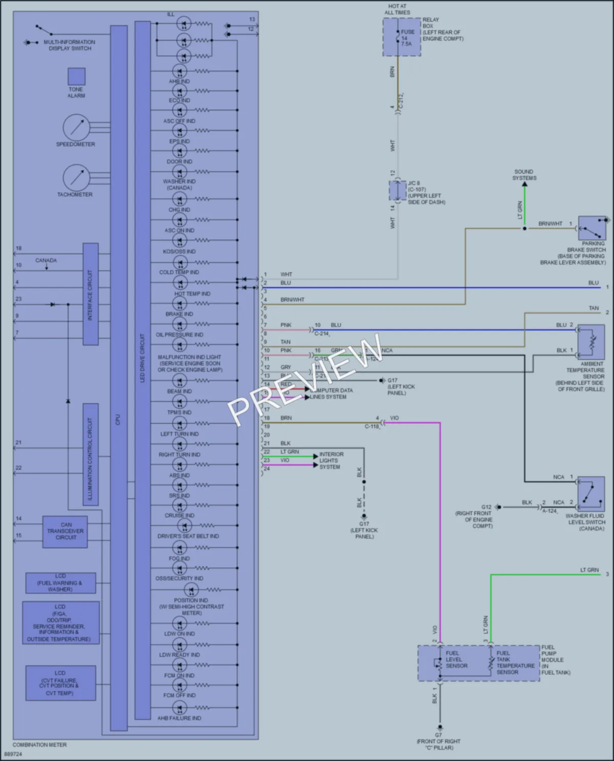 2022 Mitsubishi Mirage Instrument Cluster wiring diagram preview
