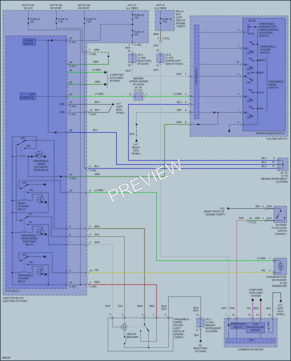 2022 Mitsubishi Mirage Wiper Washer wiring diagram preview
