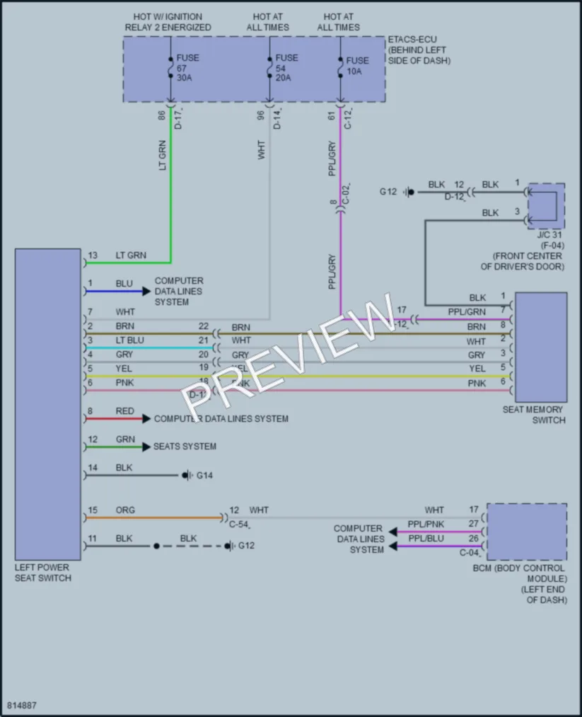 2022 Mitsubishi Outlander Memory Systems wiring diagram preview