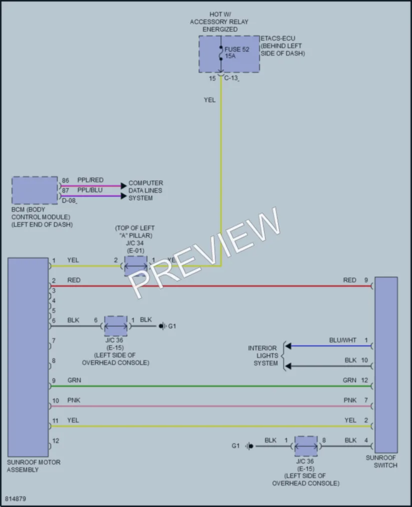 2022 Mitsubishi Outlander Power Top Sunroof wiring diagram preview