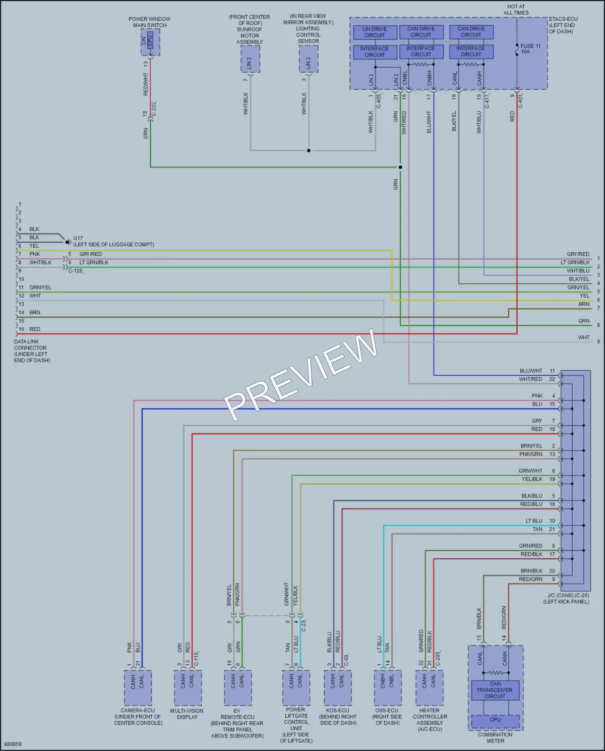 2022 Mitsubishi OutlanderPHEV Computer Data Lines wiring diagram preview