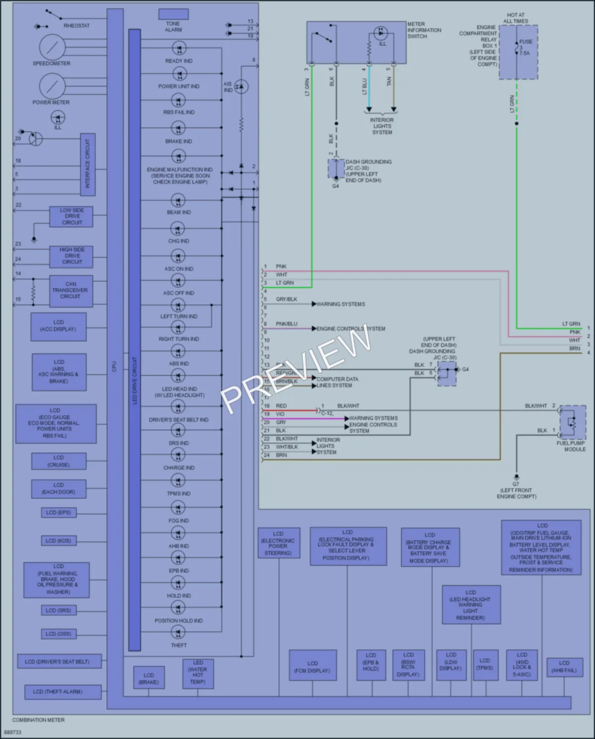 2022 Mitsubishi OutlanderPHEV Instrument Cluster wiring diagram preview