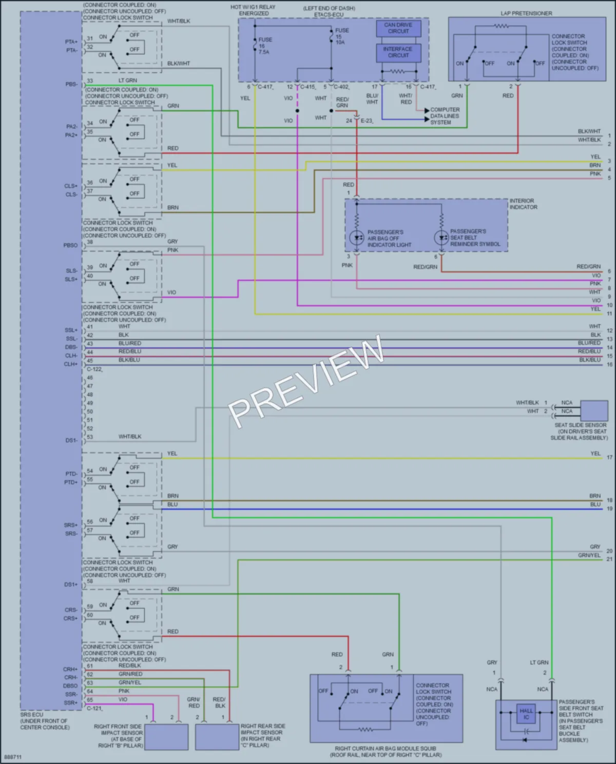 2022 Mitsubishi OutlanderPHEV Supplemental Restraints wiring diagram preview