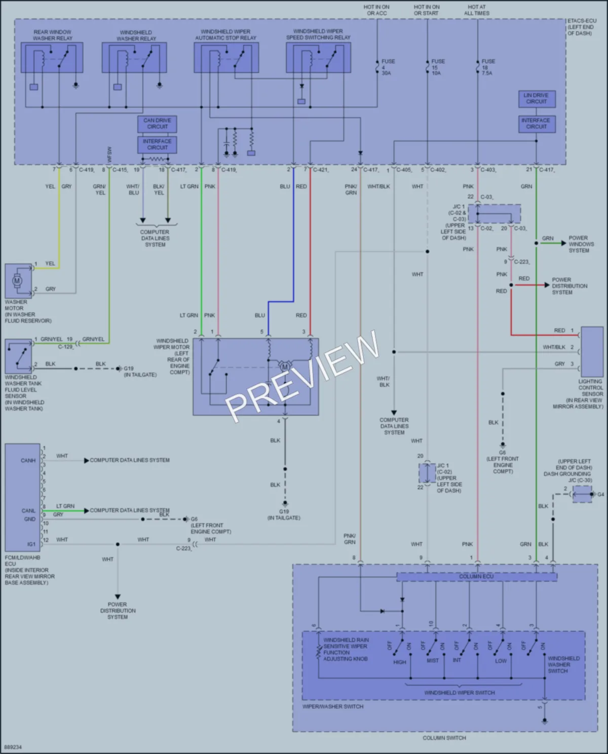 2022 Mitsubishi OutlanderPHEV Wiper Washer wiring diagram preview
