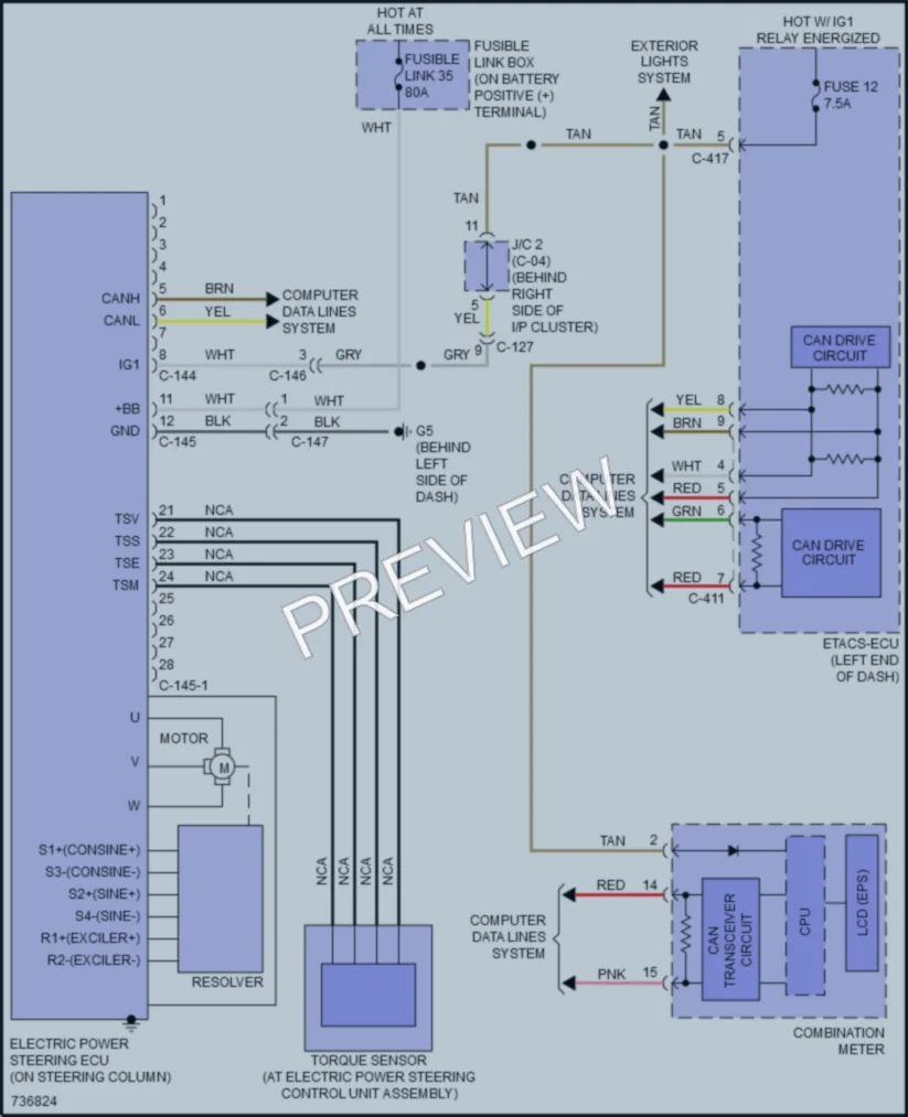 2022 Mitsubishi OutlanderSport Electronic Power Steering wiring diagram preview