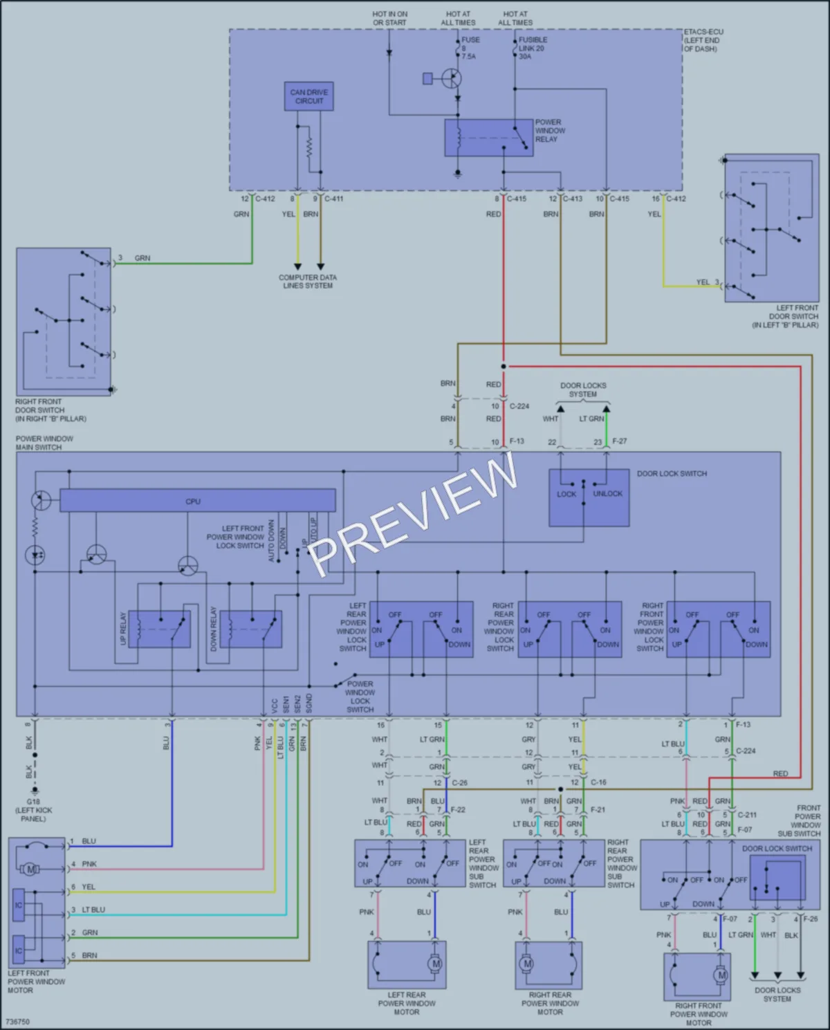 2022 Mitsubishi OutlanderSport Power Windows wiring diagram preview