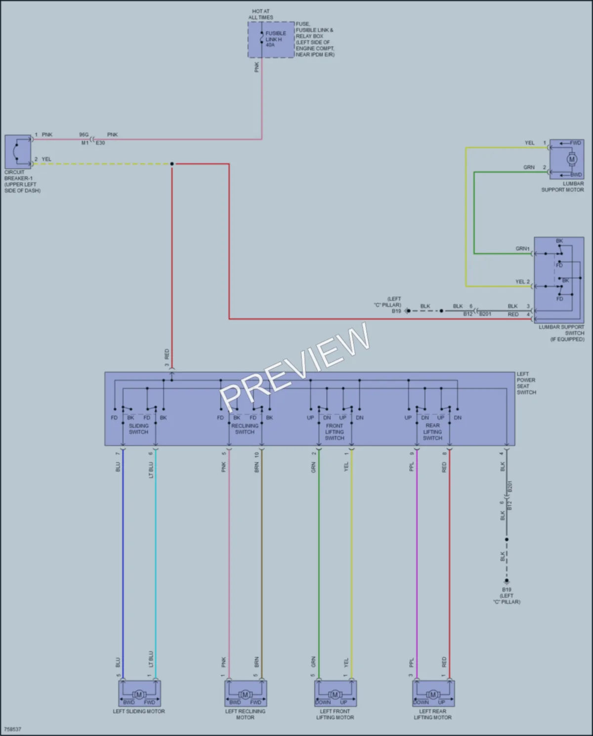 2022 Nissan Altima Power Seats wiring diagram preview