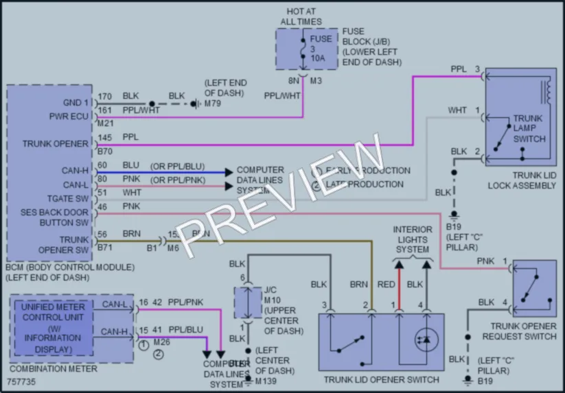 2022 Nissan Altima Trunk Tailgate Fuel Door wiring diagram preview
