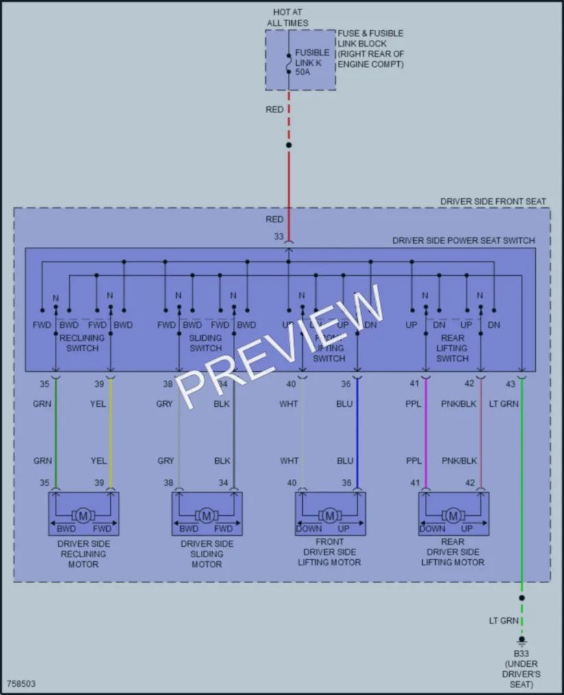 2022 Nissan Armada Power Seats wiring diagram preview