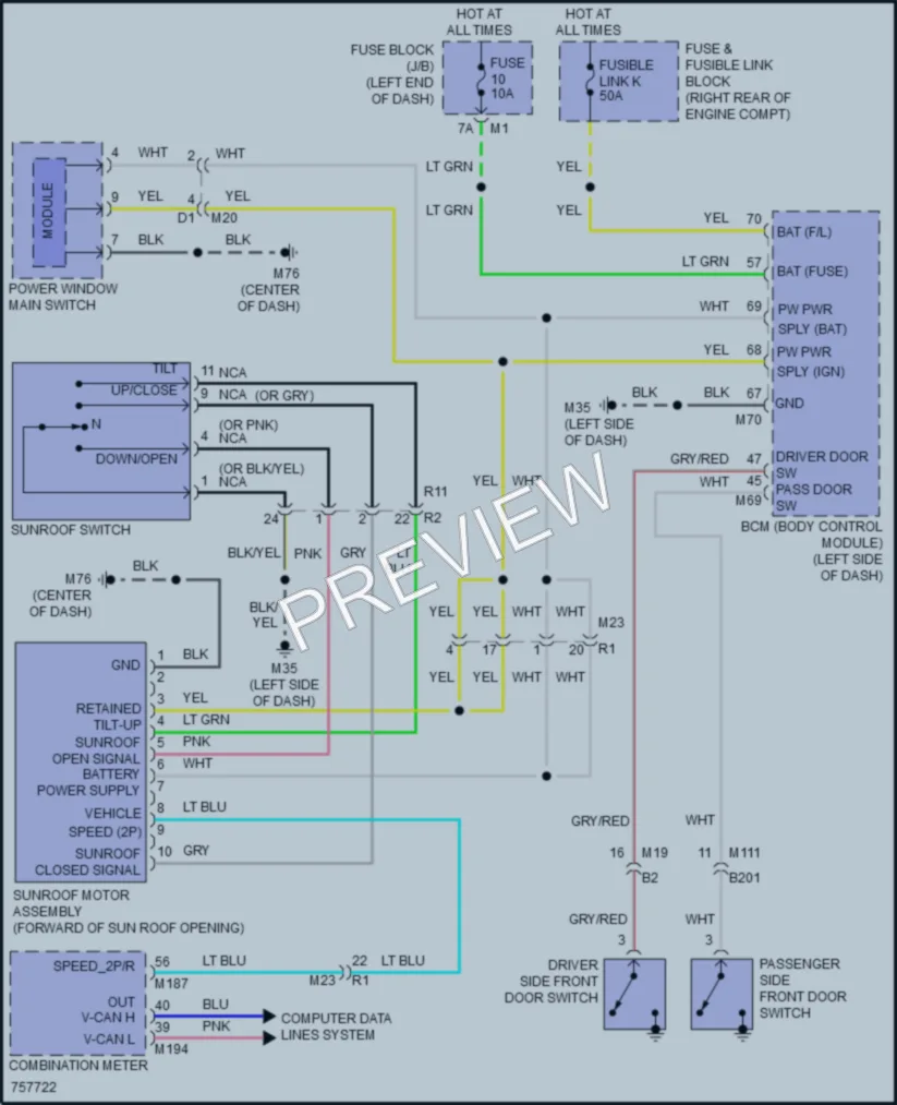 2022 Nissan Armada Power Top Sunroof wiring diagram preview