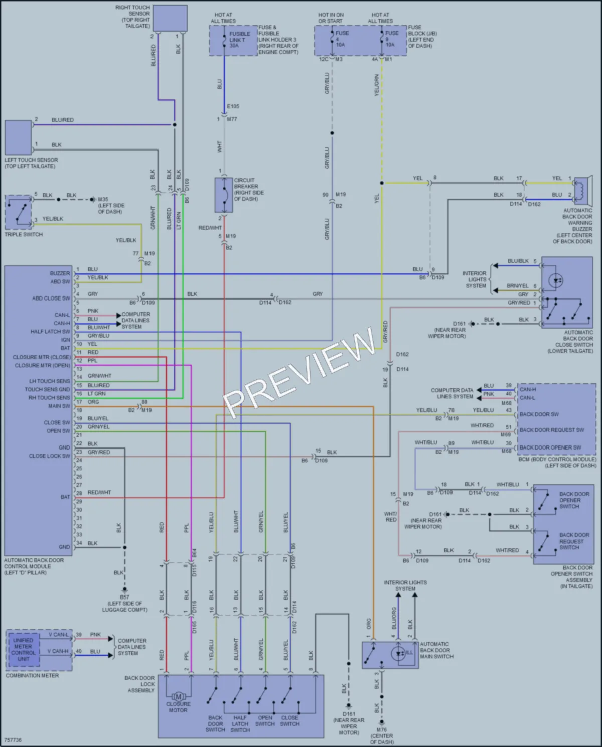2022 Nissan Armada Trunk Tailgate Fuel Door wiring diagram preview