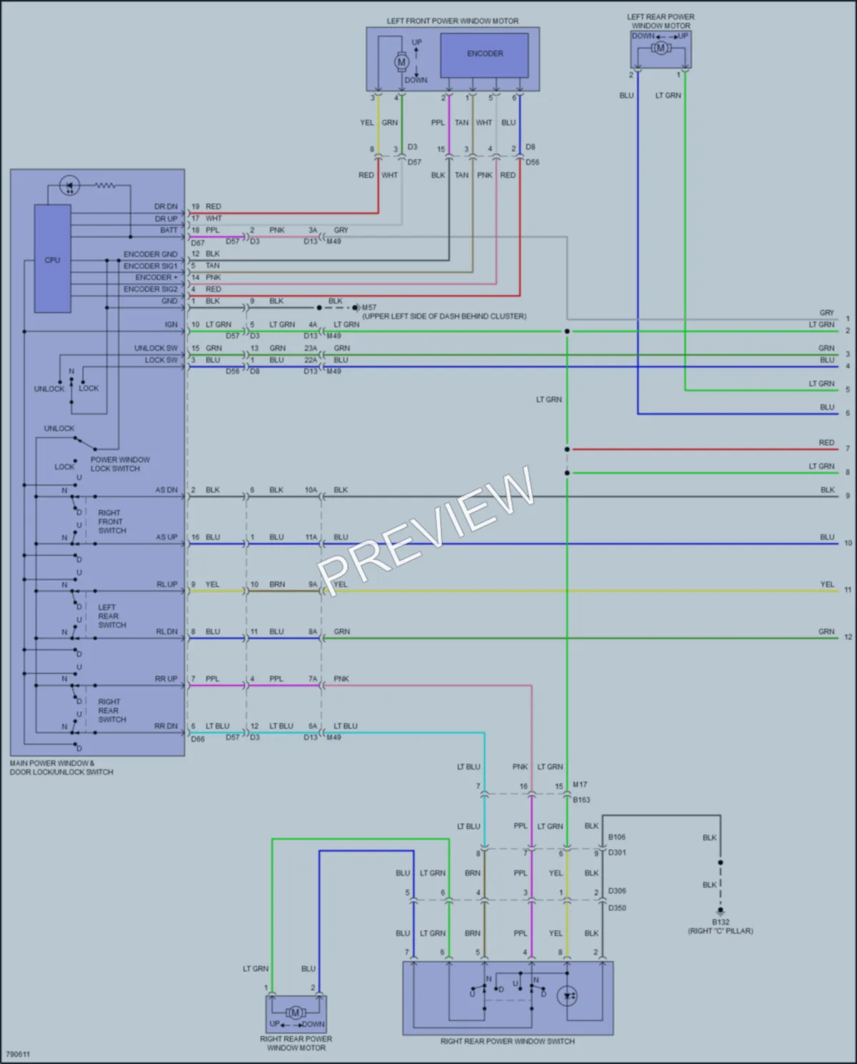 2022 Nissan Frontier Power Windows wiring diagram preview