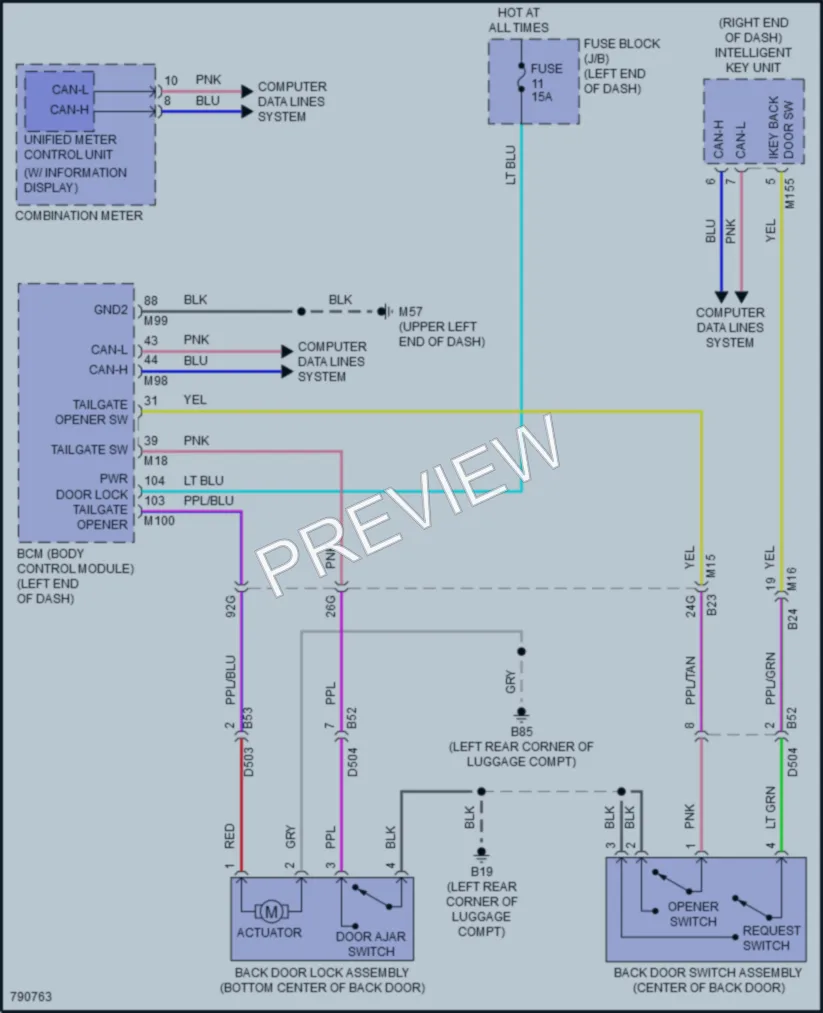 2022 Nissan Kicks Trunk Tailgate Fuel Door wiring diagram preview
