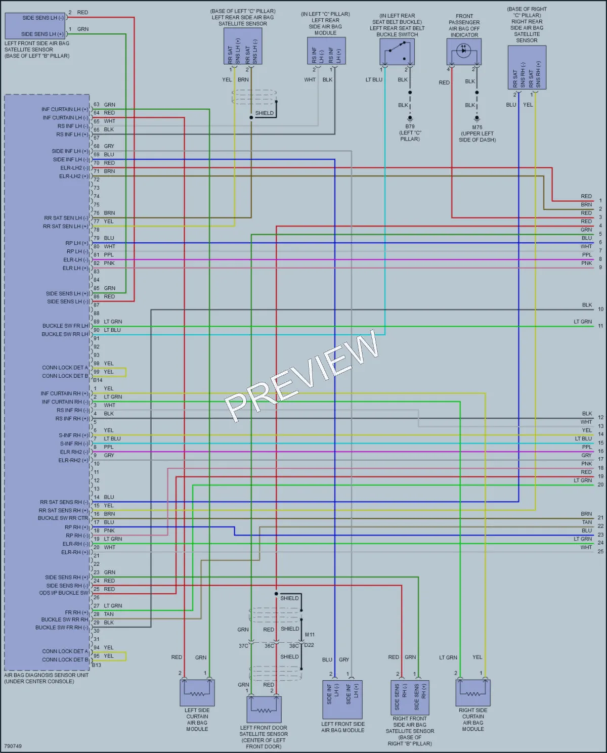 2022 Nissan LEAF Supplemental Restraints wiring diagram preview