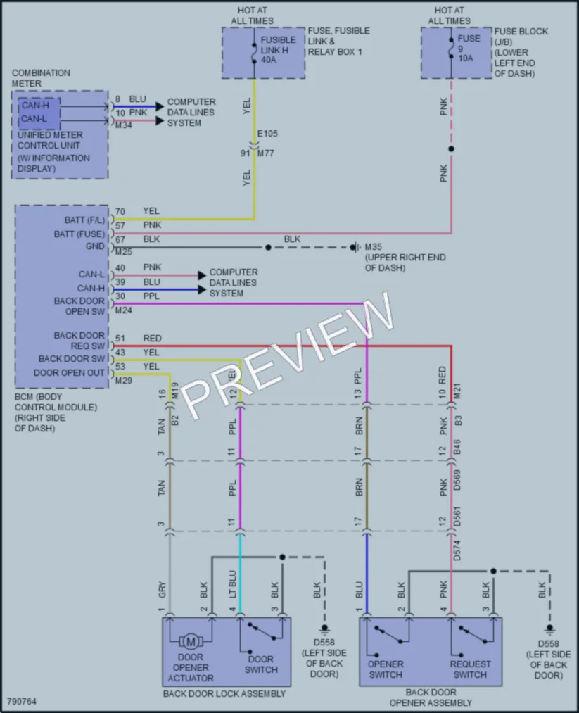 2022 Nissan LEAF Trunk Tailgate Fuel Door wiring diagram preview