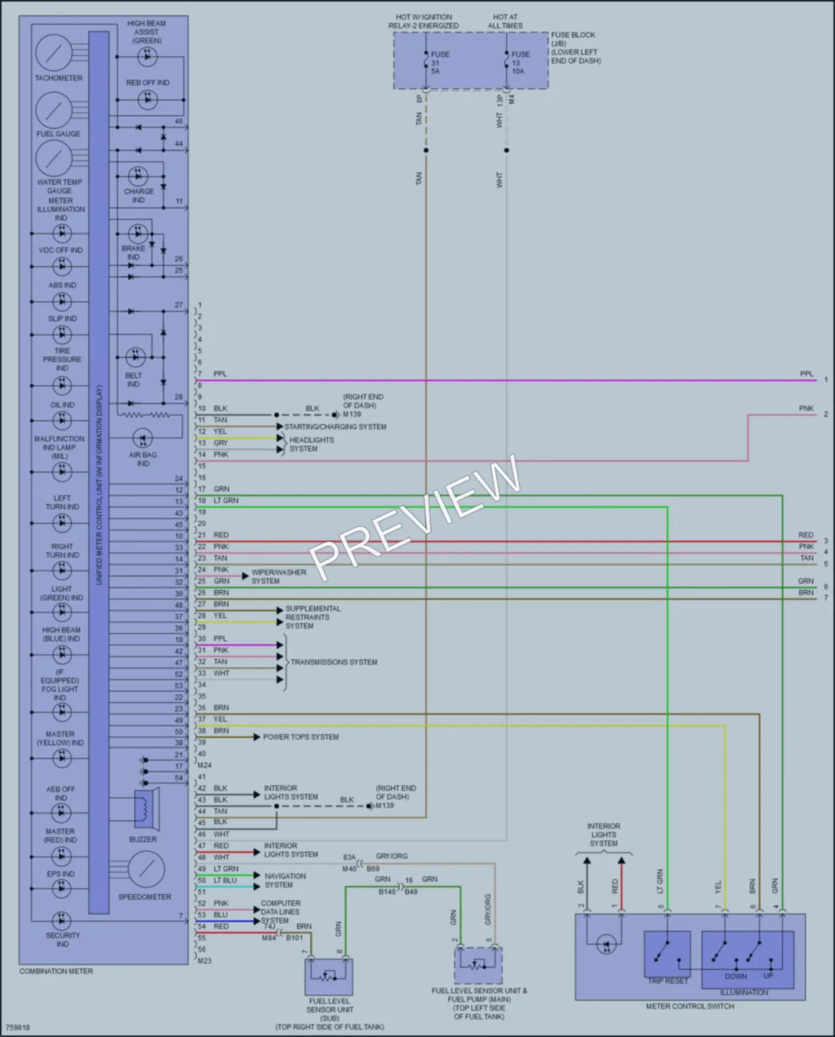 2022 Nissan Murano Instrument Cluster wiring diagram preview