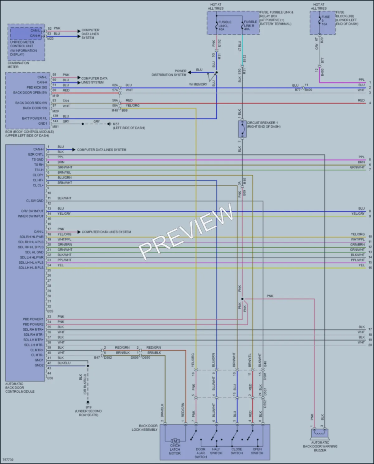 2022 Nissan Murano Trunk Tailgate Fuel Door wiring diagram preview