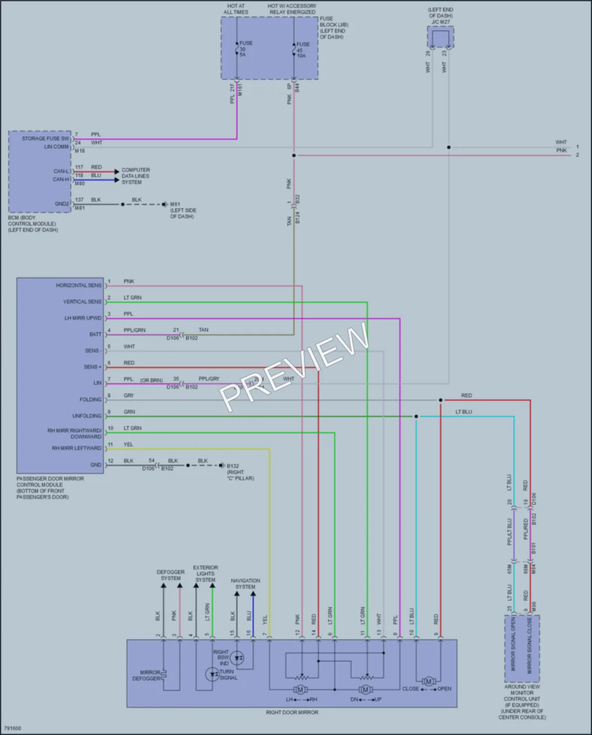 2022 Nissan Pathfinder Memory Systems wiring diagram preview