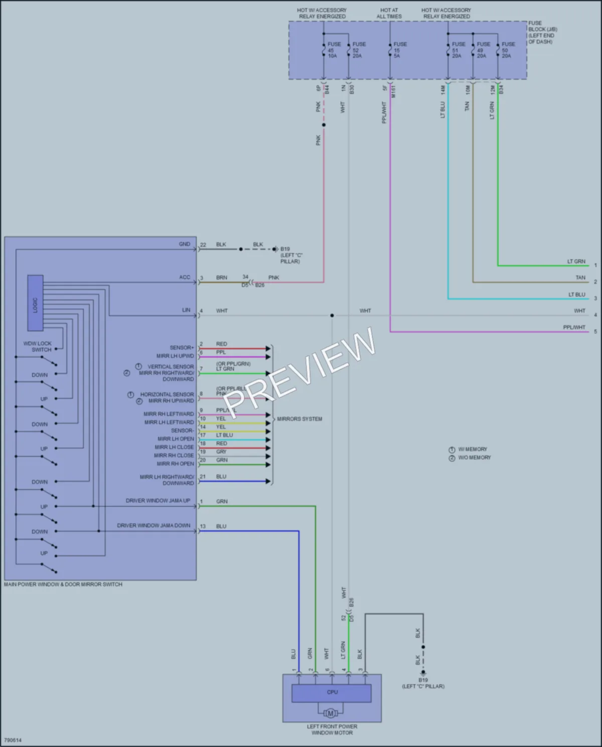 2022 Nissan Pathfinder Power Windows wiring diagram preview