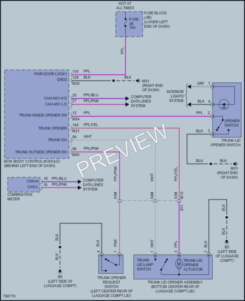 2022 Nissan Sentra Trunk Tailgate Fuel Door wiring diagram preview