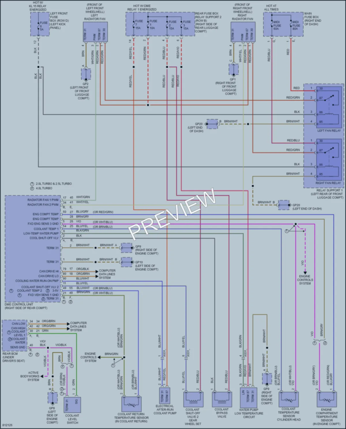 2022 Porsche 718Boxster Cooling Fan wiring diagram preview