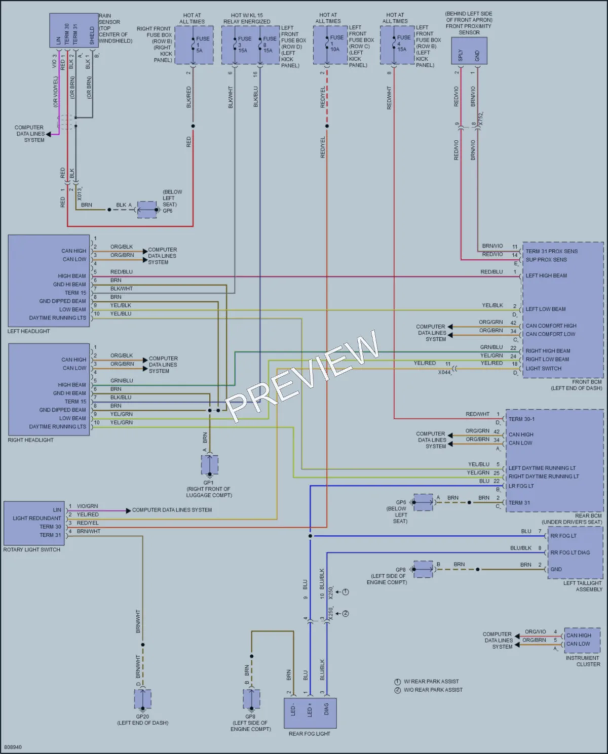 2022 Porsche 718Boxster Headlights wiring diagram preview