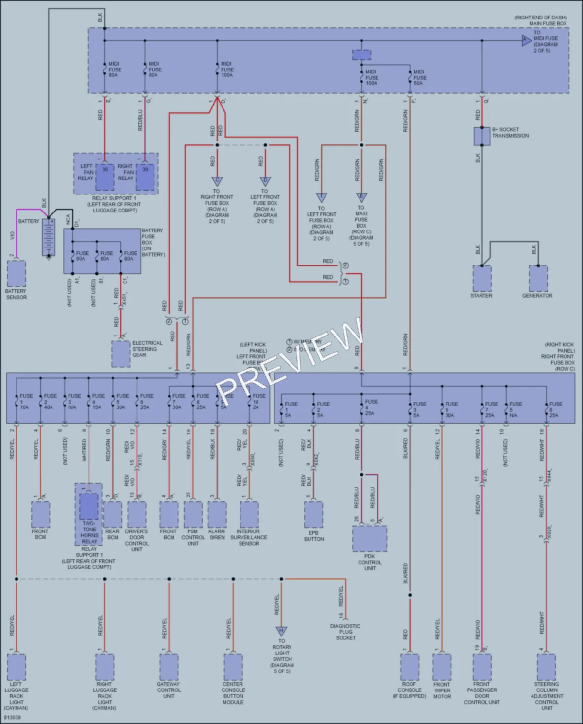 2022 Porsche 718Boxster Power Distribution wiring diagram preview