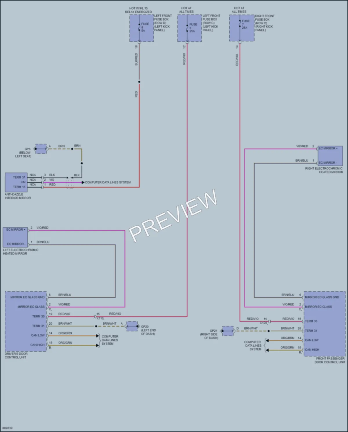 2022 Porsche 718Boxster Power Mirrors wiring diagram preview