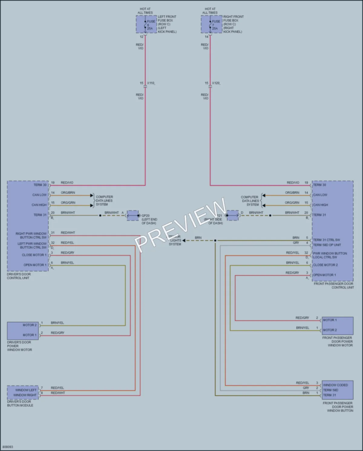 2022 Porsche 718Boxster Power Windows wiring diagram preview