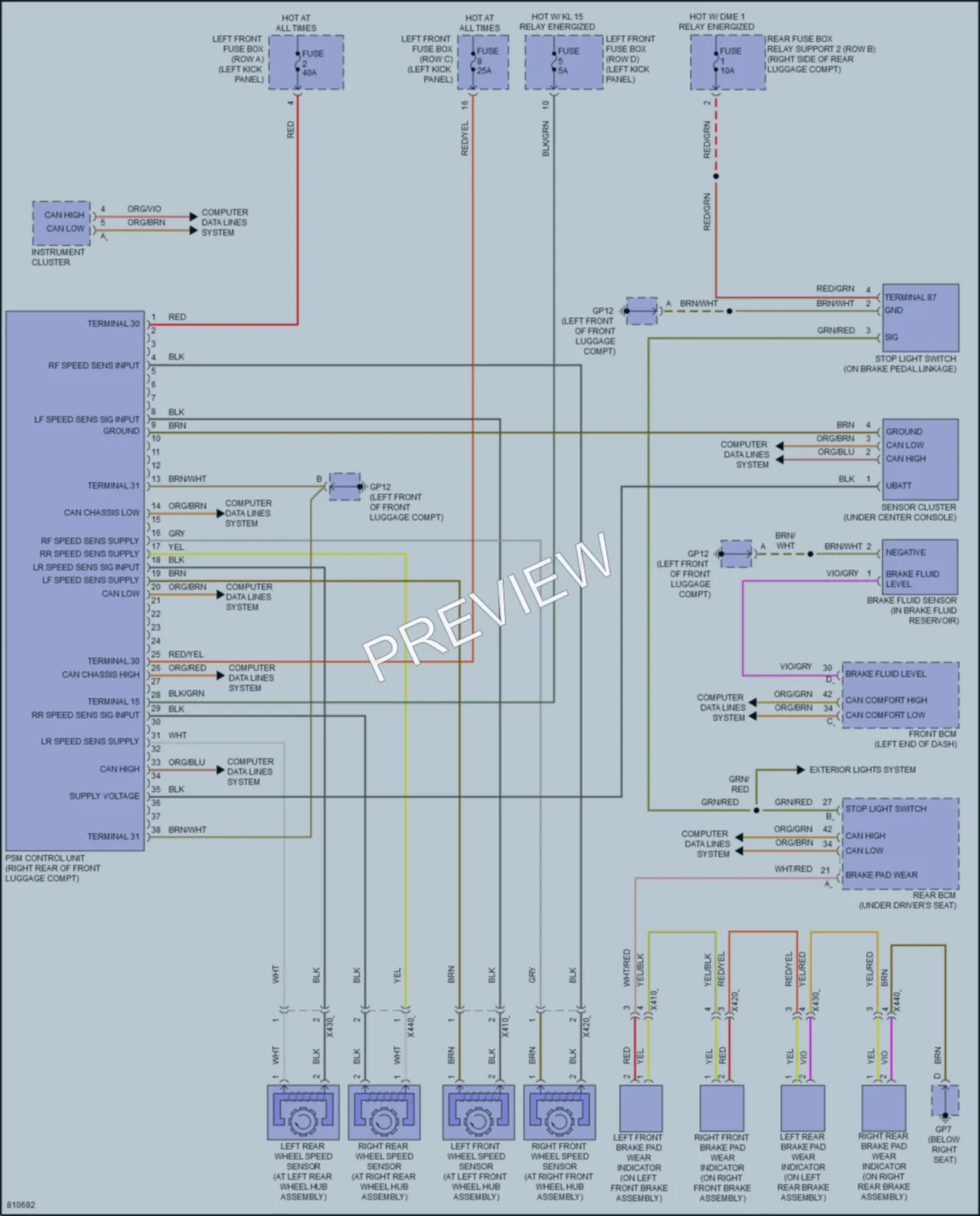 2022 Porsche 718Cayman Anti Lock Brakes wiring diagram preview