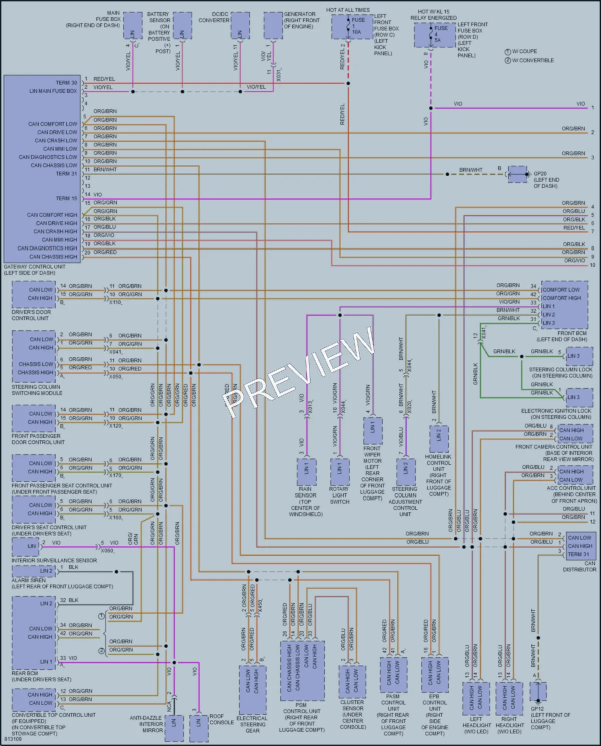 2022 Porsche 718Cayman Computer Data Lines wiring diagram preview