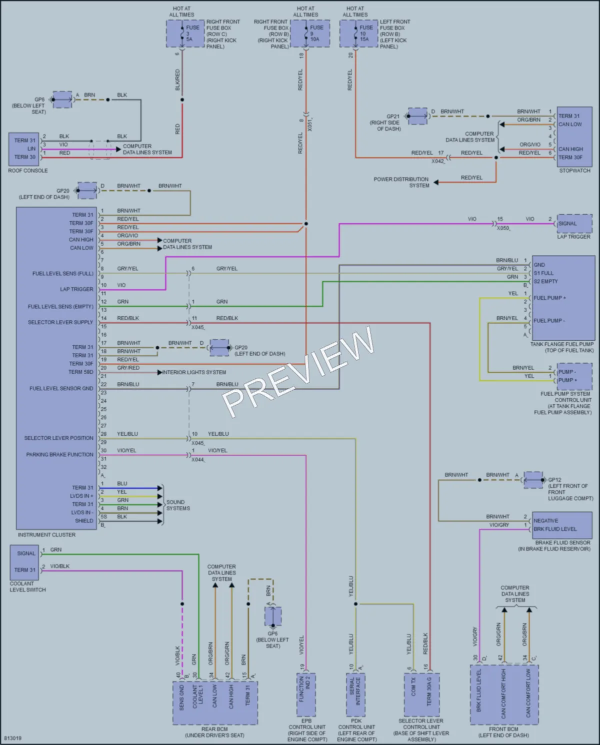 2022 Porsche 718Cayman Instrument Cluster wiring diagram preview