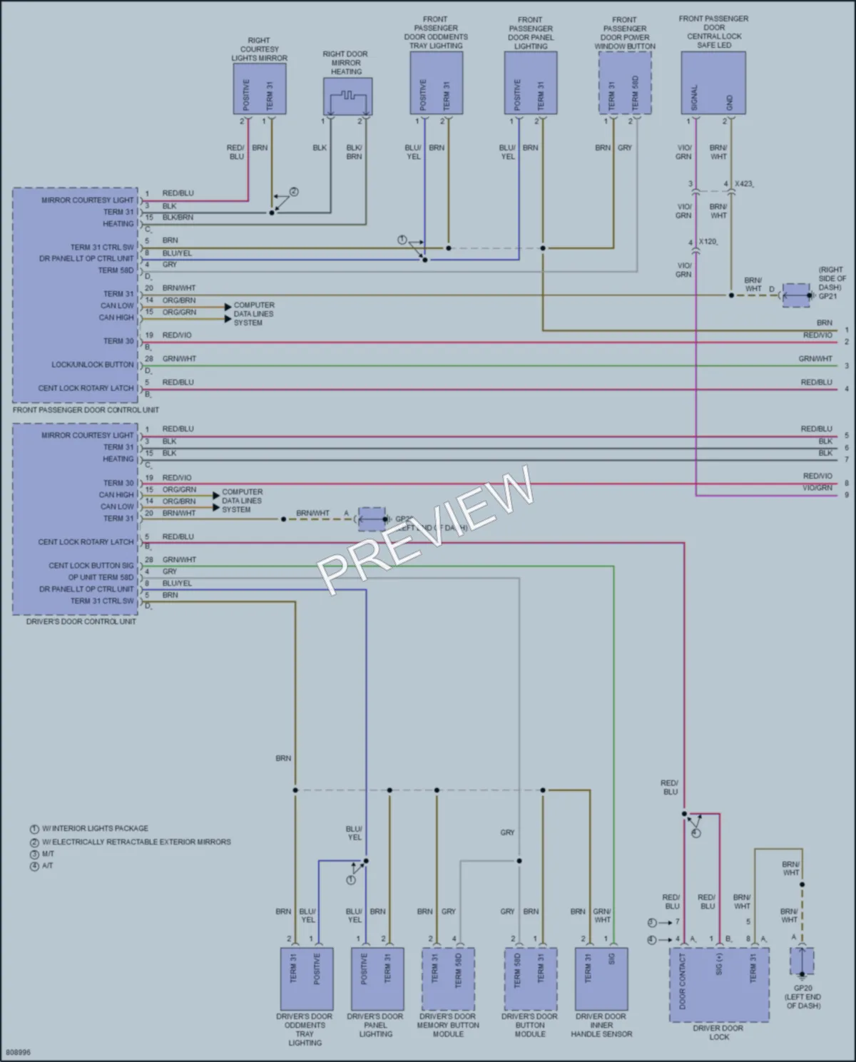 2022 Porsche 718Cayman Interior Lights wiring diagram preview