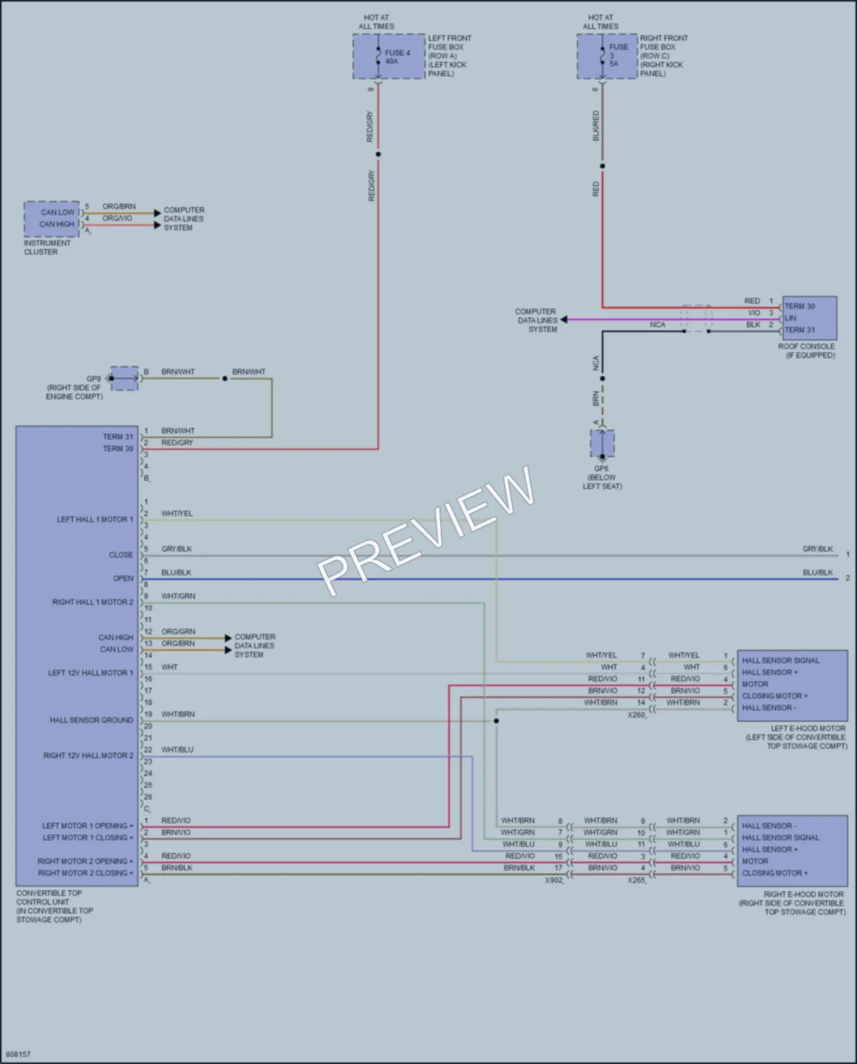 2022 Porsche 718Cayman Power Top Sunroof wiring diagram preview